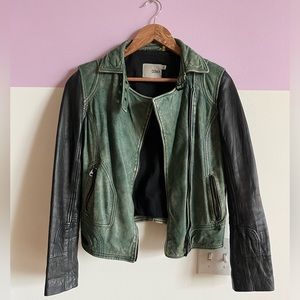 Vintage DOMA Leather Jacket Green and Black Size Women’s M
